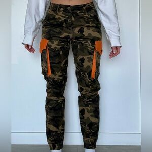 Camo Cargo Pants with Orange Accent